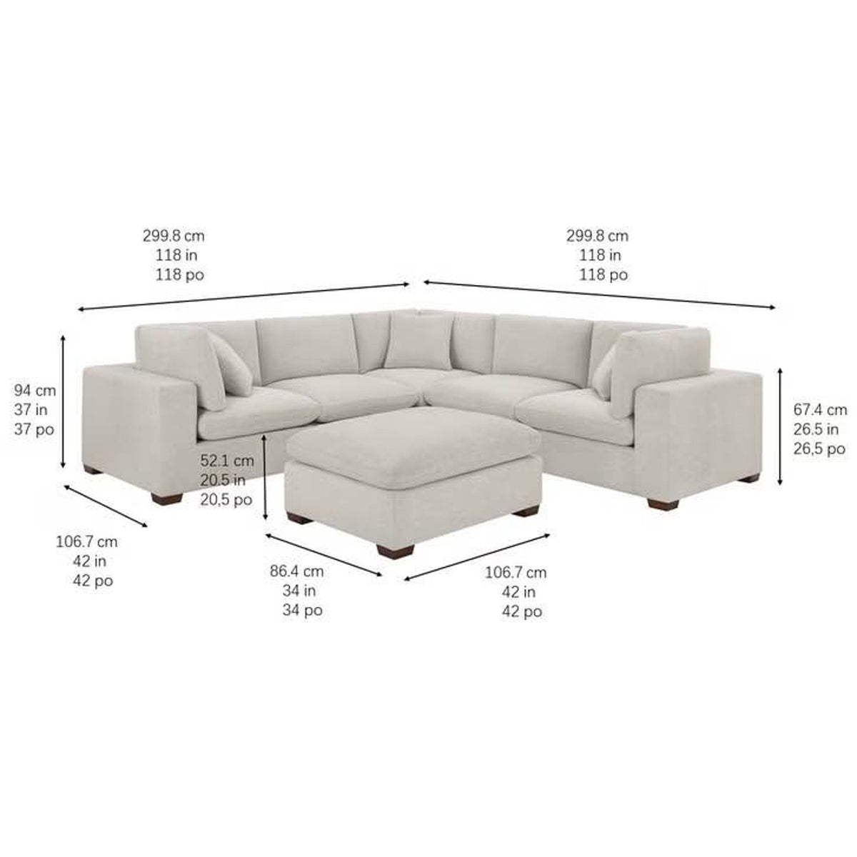 New open-box Thomasville Lowell 6-Piece Modular Sectional in Light Gray - Delivery Available