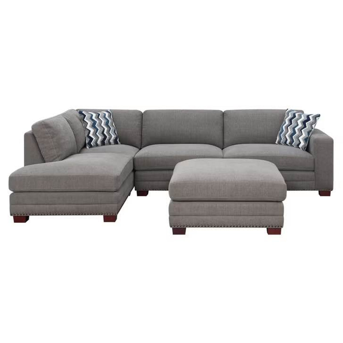 New open-box Costco Penelope Fabric Sectional with Ottoman in Gray - Delivery Available