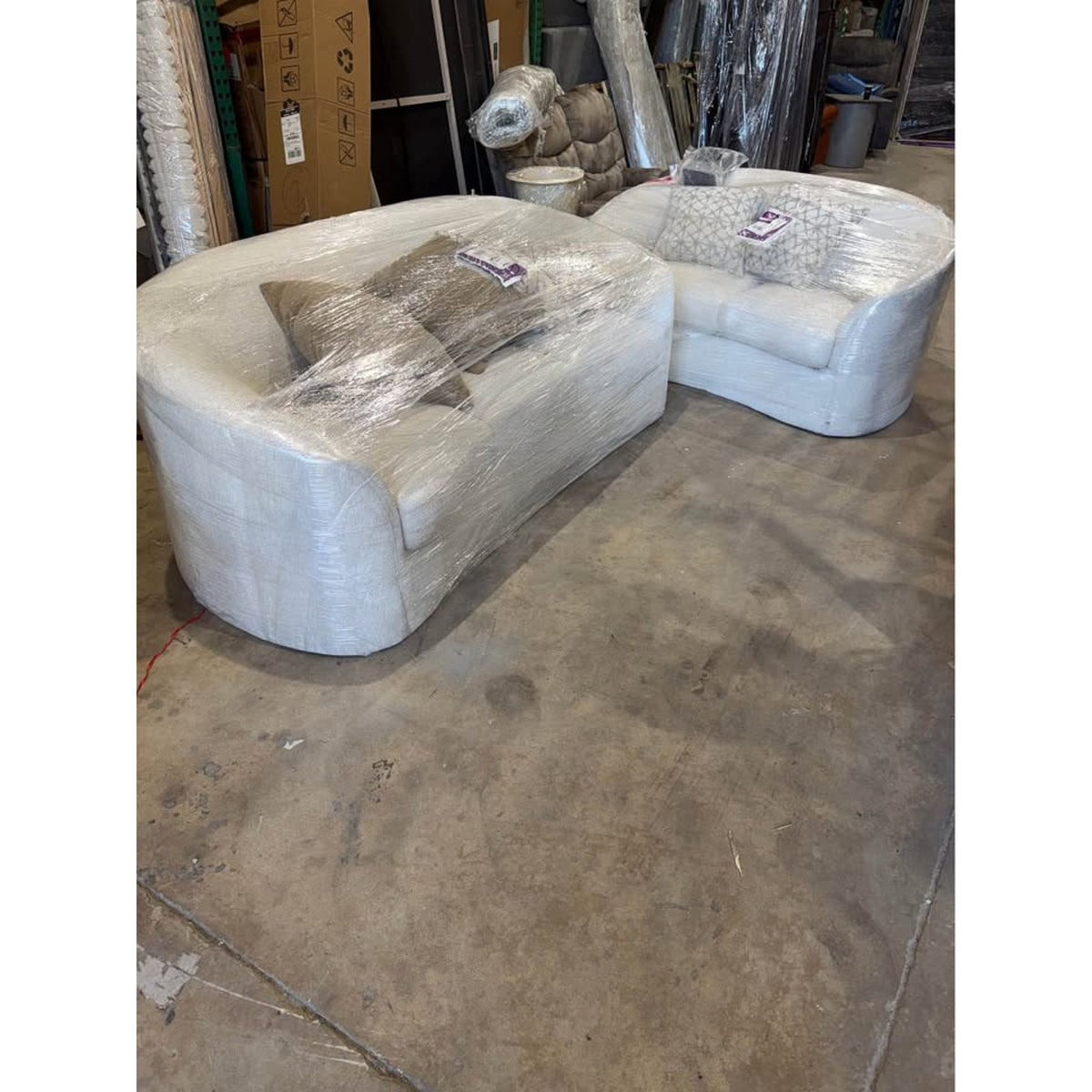 New Cream Bouclé Sofa & Loveseat Set – $3,659 Retail – Delivery Available