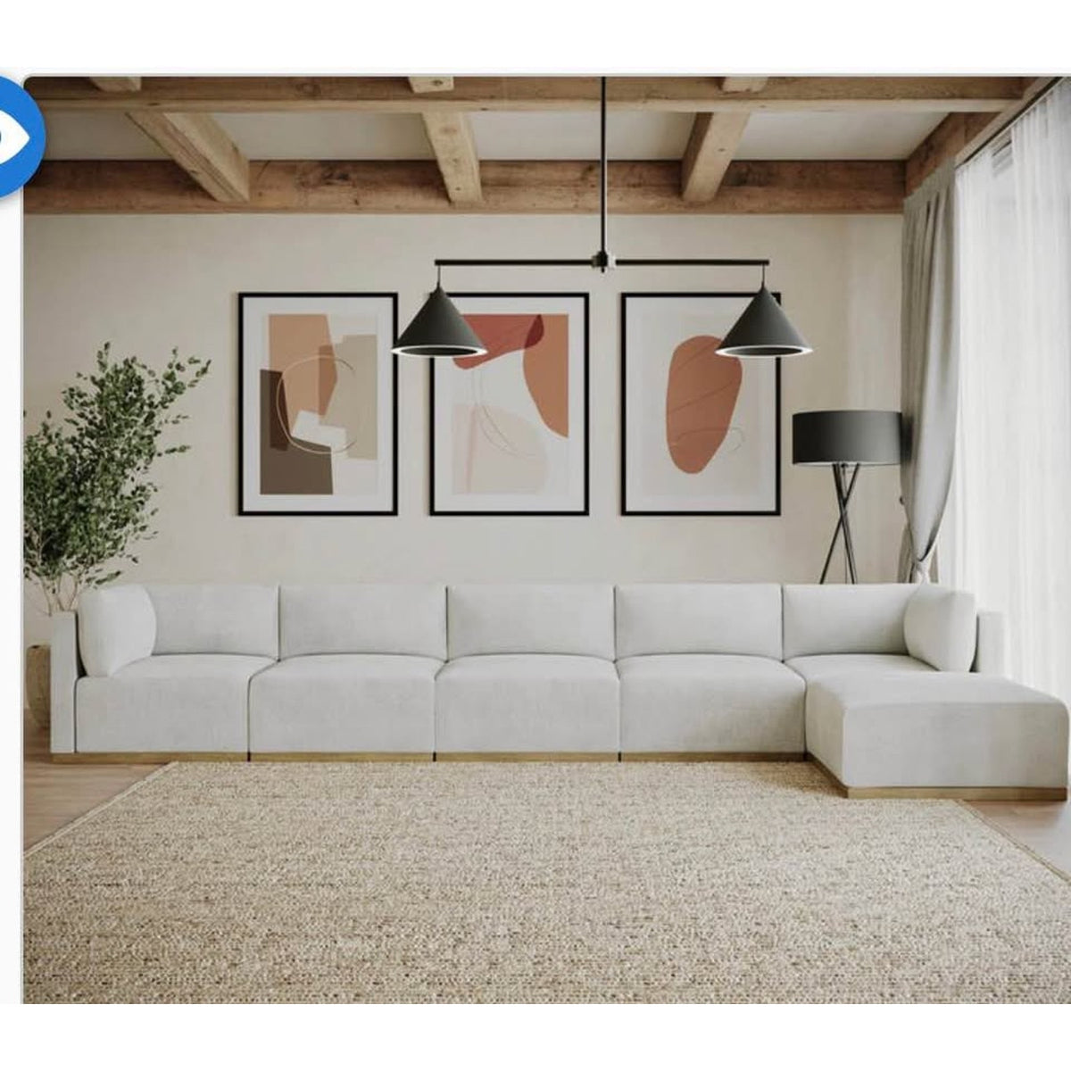 Henredon Murphy 6-Piece Modular Sectional w/Ottoman | Cream | Contemporary Sectional Sofa Delivery
