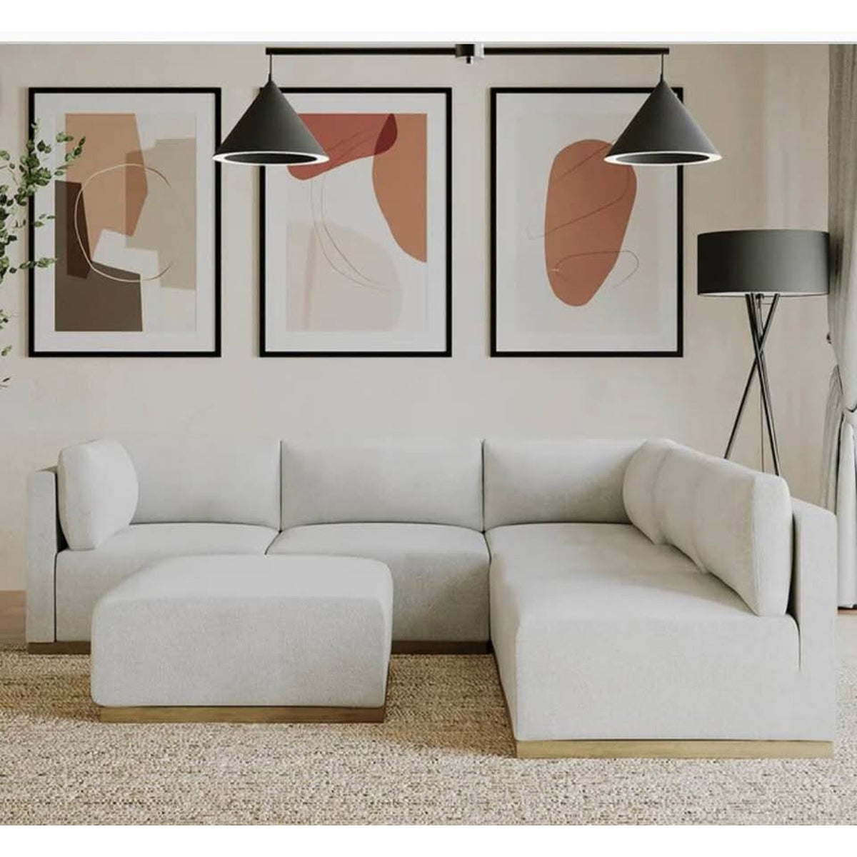 Henredon Murphy 6-Piece Modular Sectional w/Ottoman | Cream | Contemporary Sectional Sofa Delivery