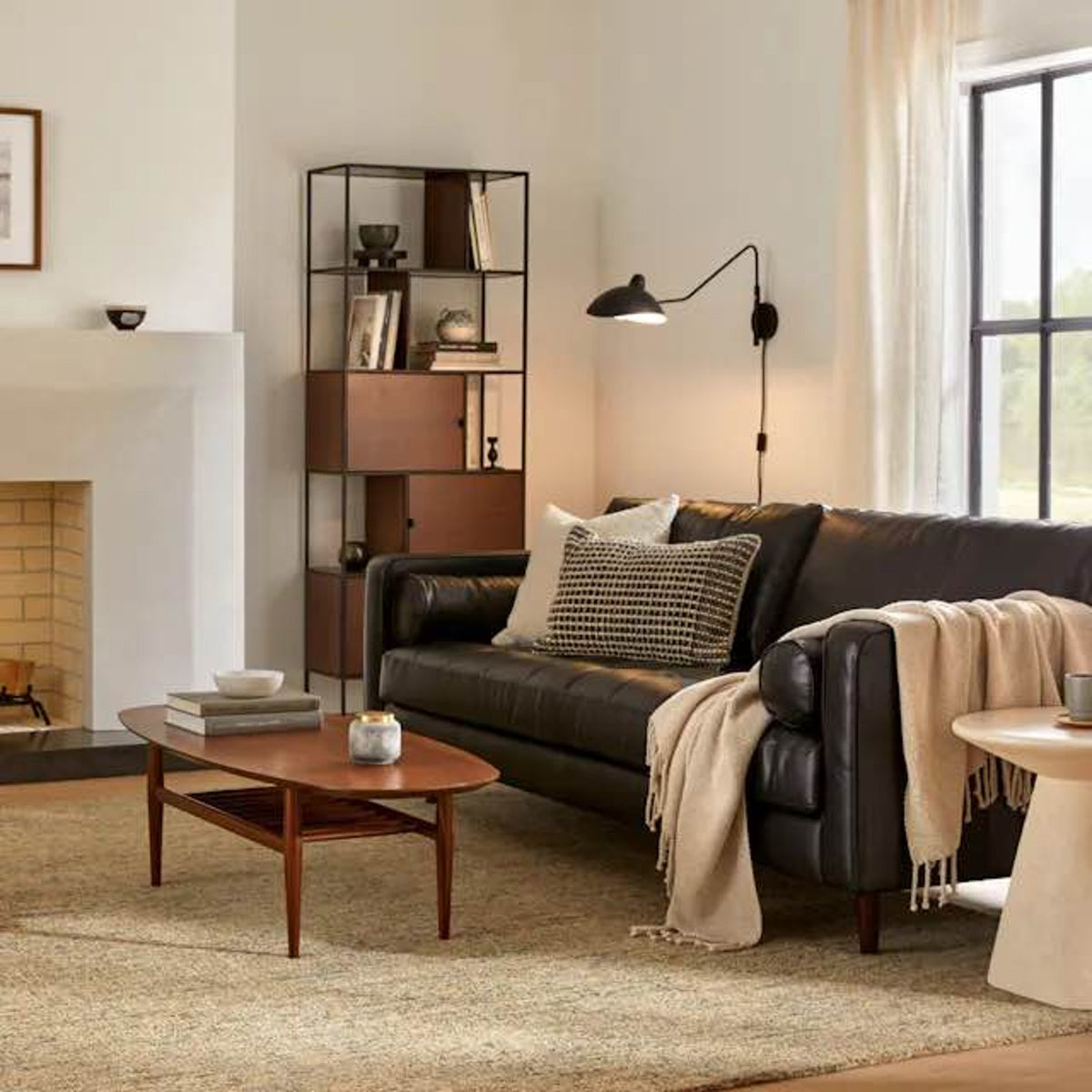 New Article Sven 88” Tufted Leather Sofa – Oxford Black – $1,699 Retail – Delivery Available
