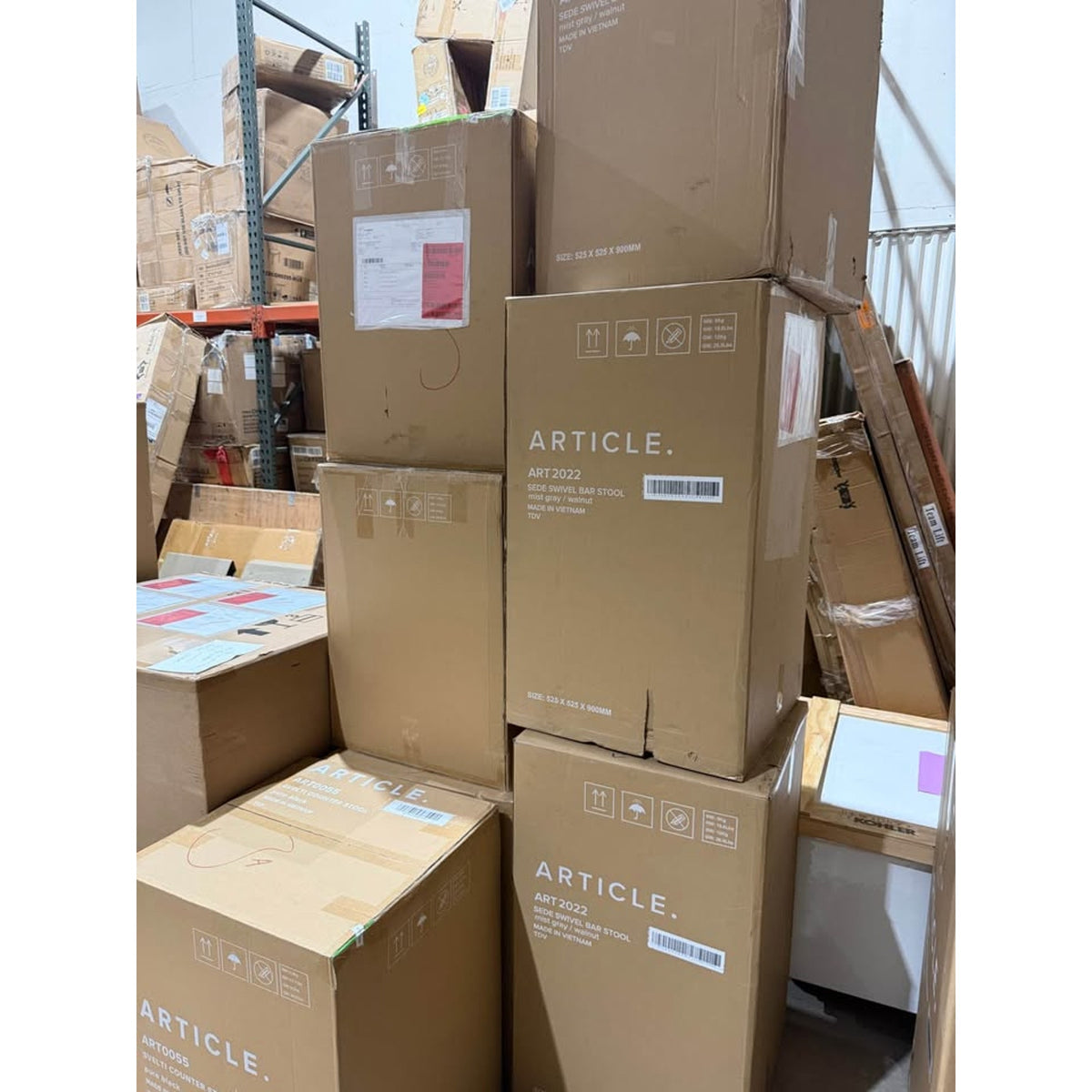 Article Sede Swivel Bar Stools – Walnut & Mist Gray – (2 or 4) $349ea Retail New Open Box Delivery
