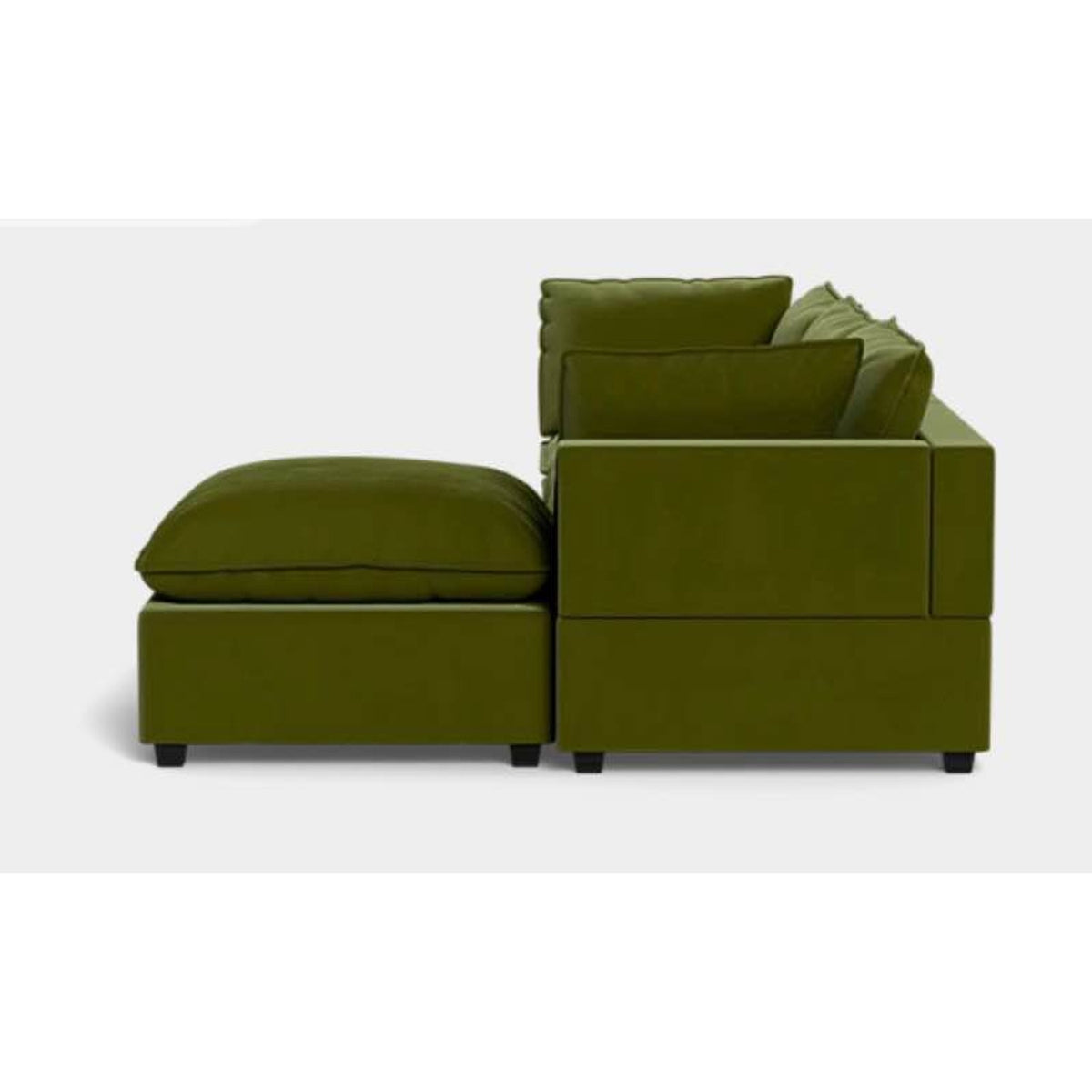 Albany Park Kova Pillow Cushion Sofa + Ottoman | Olive Performance Velvet | 122” Delivery Available