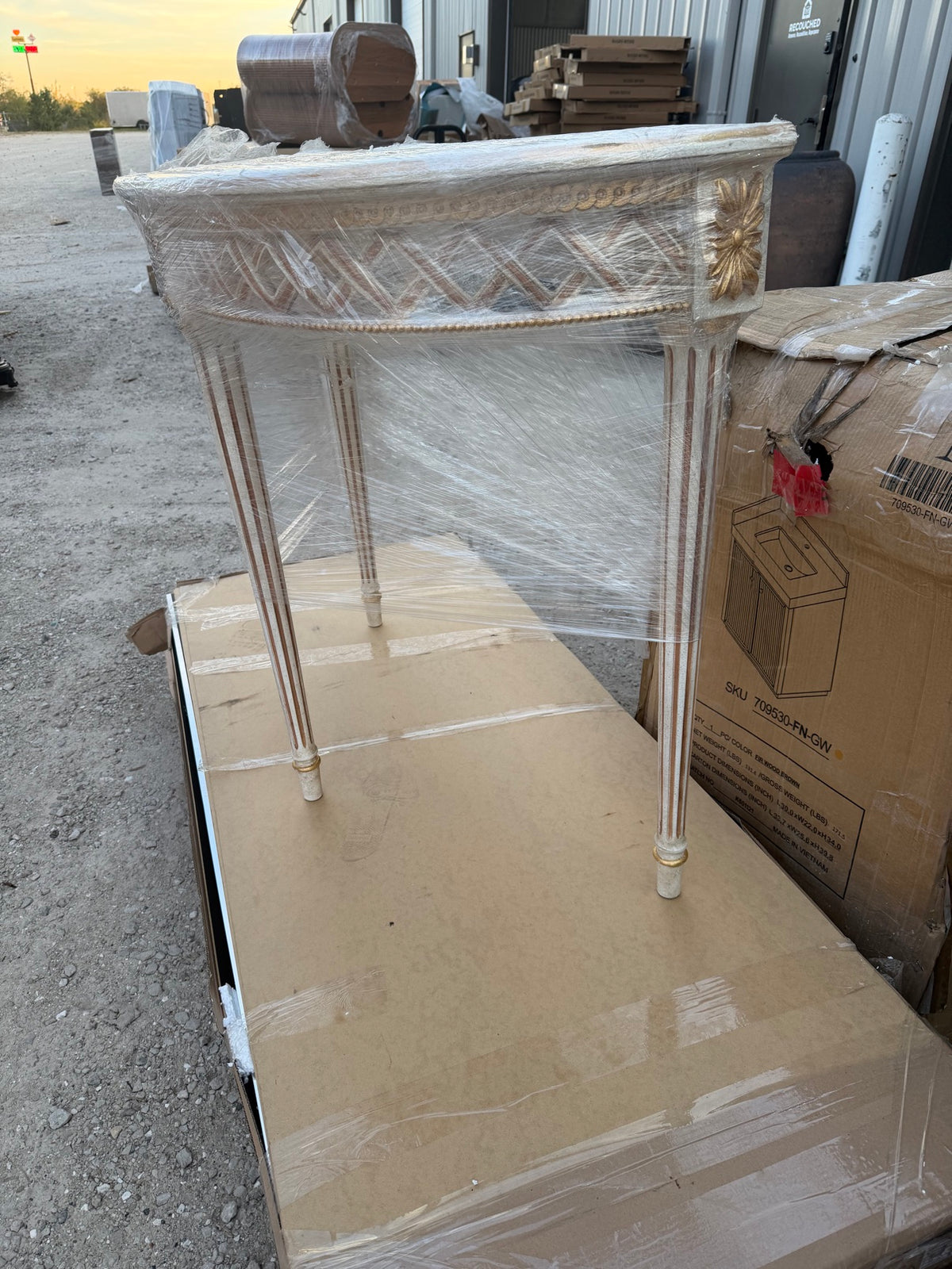 New Decorative Crafts Nadia Italian Console Table – Antique White – Retail $3,300 – Delivery Available