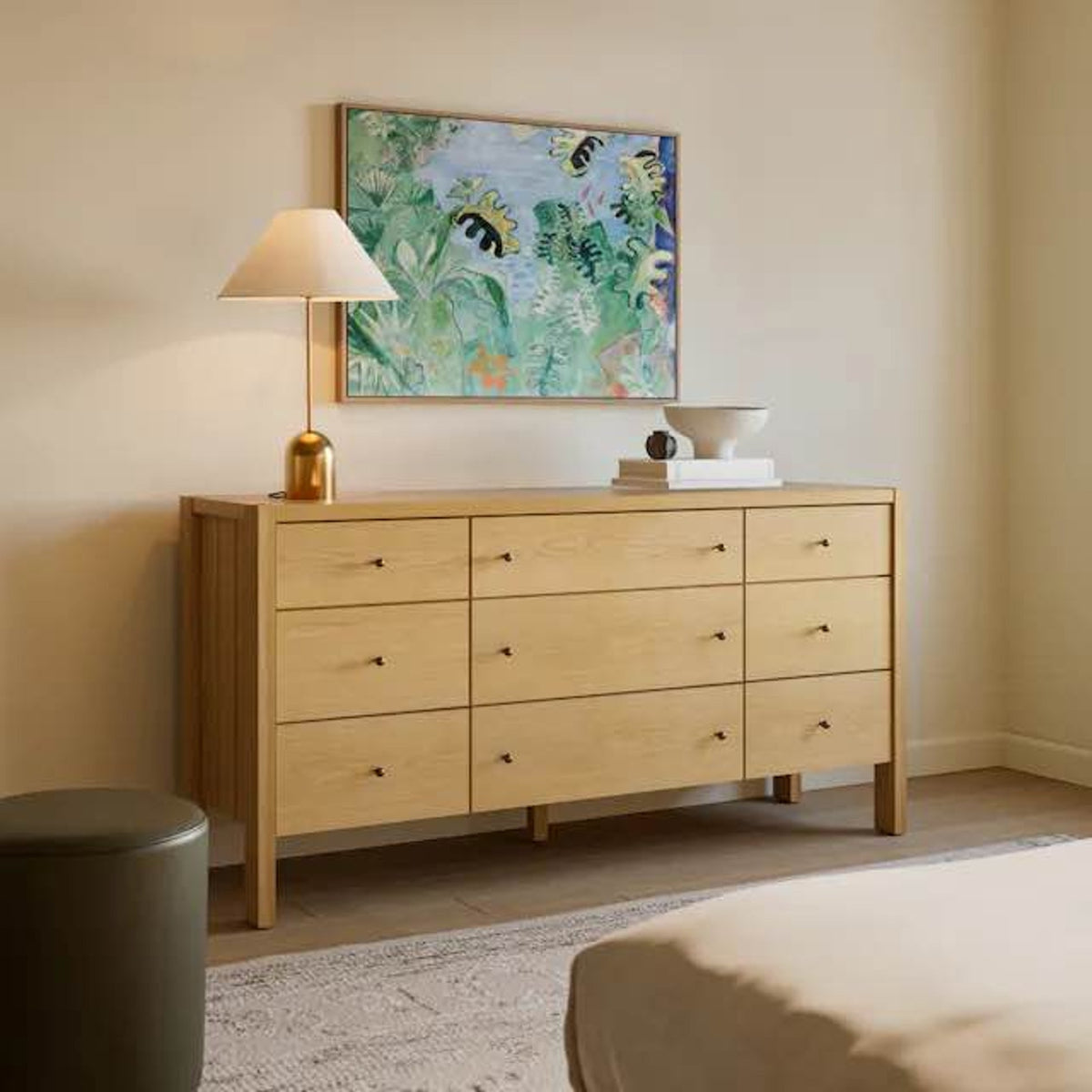 Article | 9-Drawer Triple Dresser | Cassie - Natural Oak | Retail $1799 Open Box Delivery Available