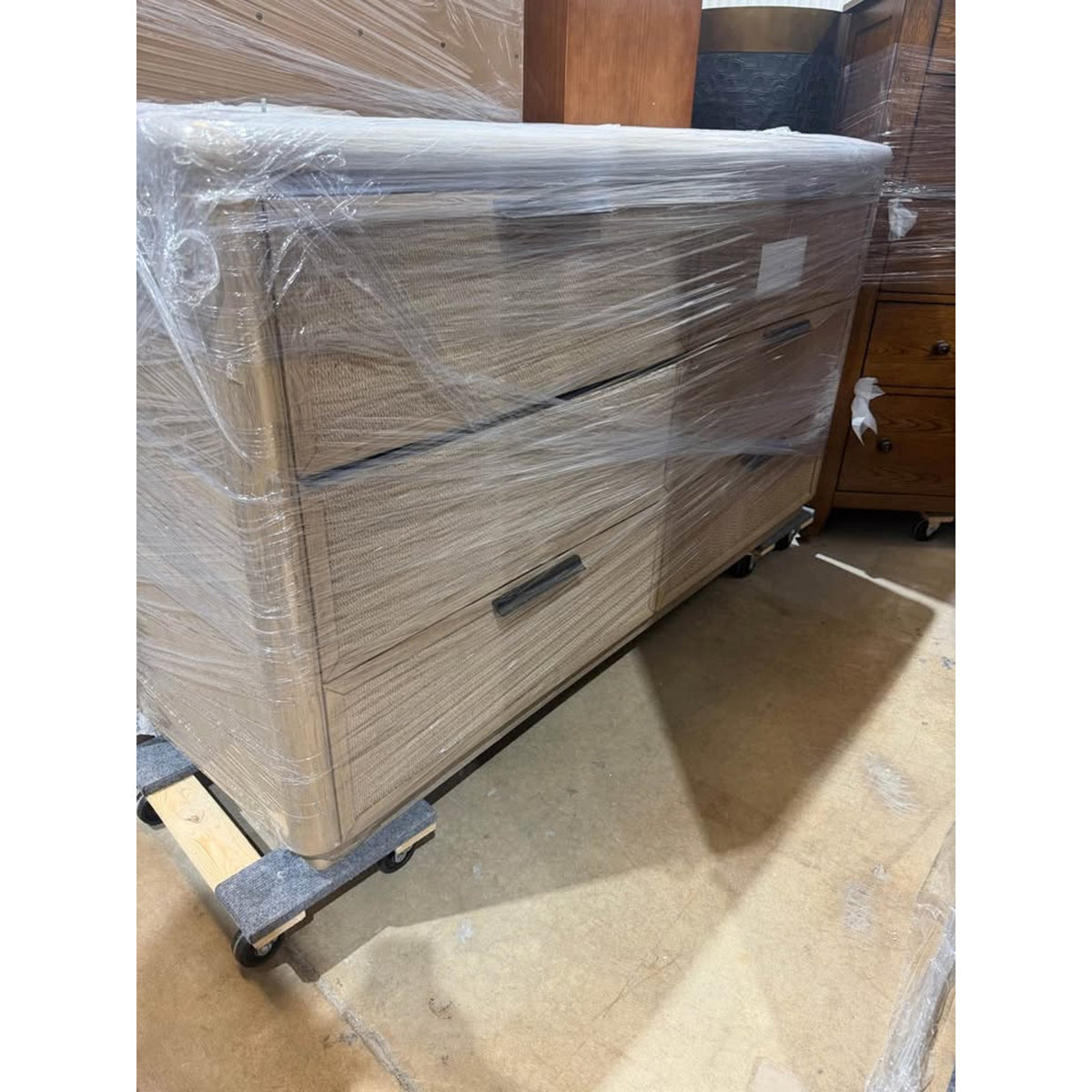 Bernards Trilogy Toffee 6-Drawer Dresser with Faux Stone Top – New Open Box - Delivery Available