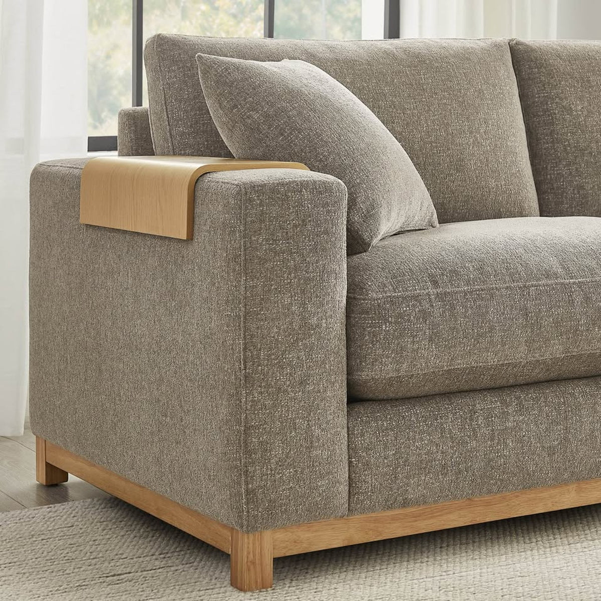 New Aiden & Ivy Hawthorne 3-Piece Sectional w/ Ottoman – Taupe | $2,349 Retail | Delivery Available