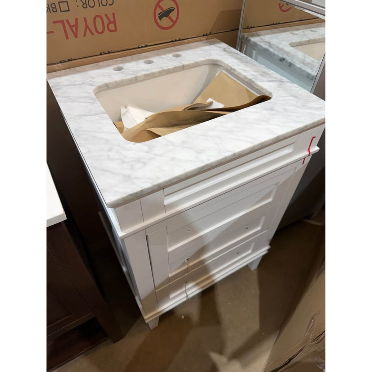 24” Carrara Marble White Bathroom Vanity – $1,049 Retail – Delivery Available