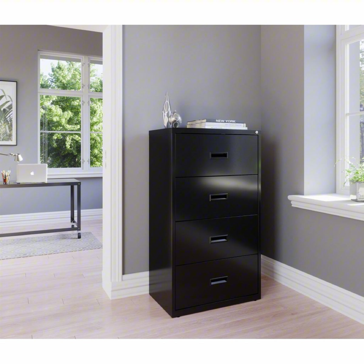 Hirsh 30″ 4-Drawer Steel Lateral File Cabinet – Black – Retail $779 – 4 Available – Delivery Available