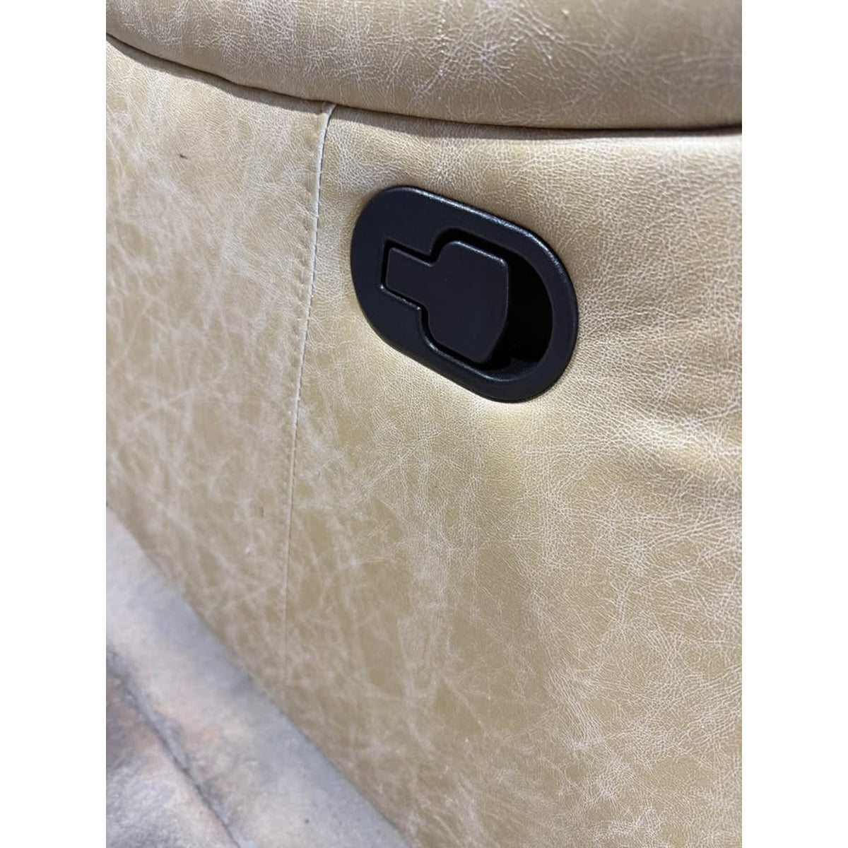 Beige Faux Leather Reclining Sofa – RETAIL $1,098.99 | NEW OPEN BOX | DELIVERY AVAILABLE
