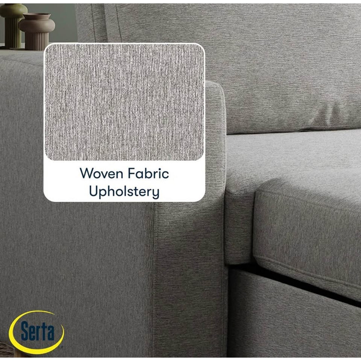 Serta Trinity Full Size Sleeper Sofa | Light Gray Woven Fabric | Convertible Sofa Bed - Delivery