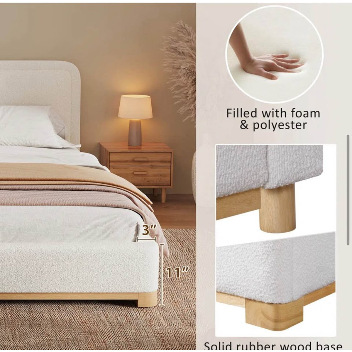 Circle 55 King Upholstered Platform Bed – Delphi Fabric | New Open Box - Delivery Available