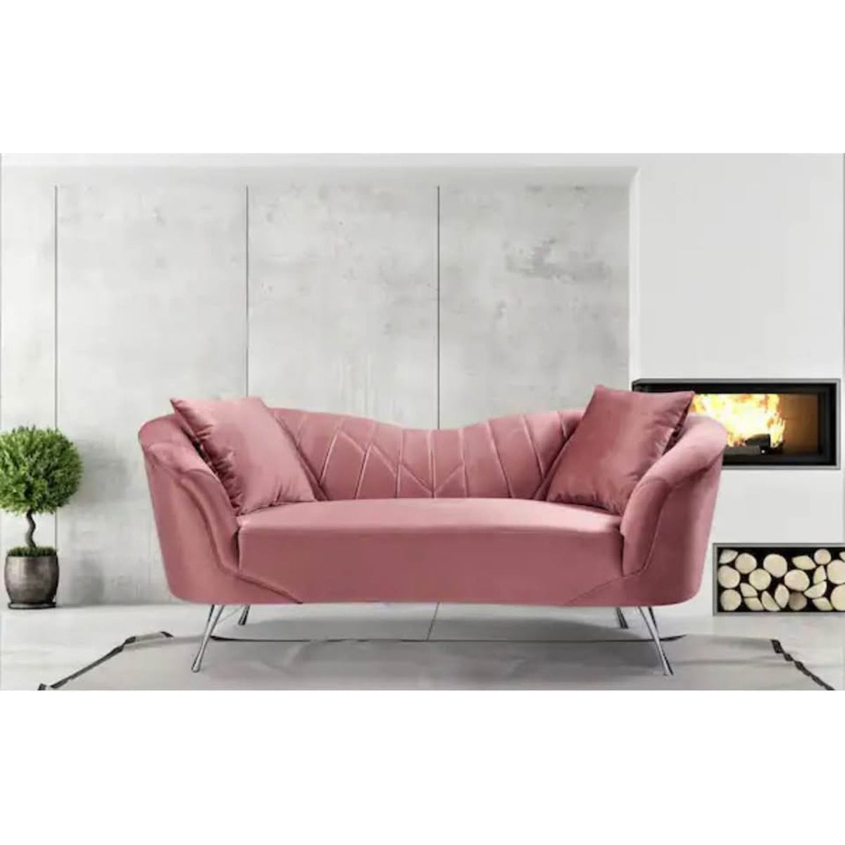 New Rose Pink Velvet 70” Loveseat – Retail $1,182 – Delivery Available