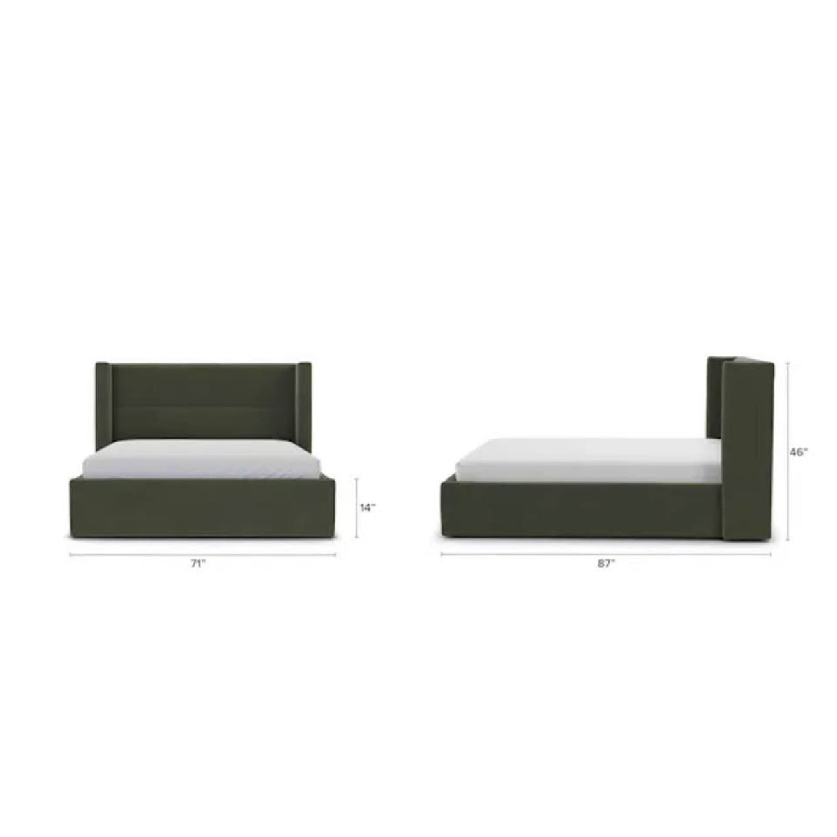 New Modern Green Velvet Queen Bed by Article Furniture – $1500 Retail “open box” Delivery Available