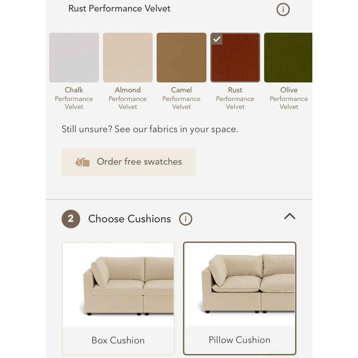 Albany Park Kova Pillow Cushion Sofa | Rust Performance Velvet | 86” - Delivery Available