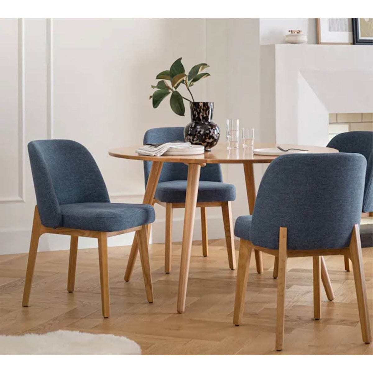 Article | Set of 2, 4, or 6 Dining Chairs | Alta - Oak & Nocturnal Blue | Delivery Available