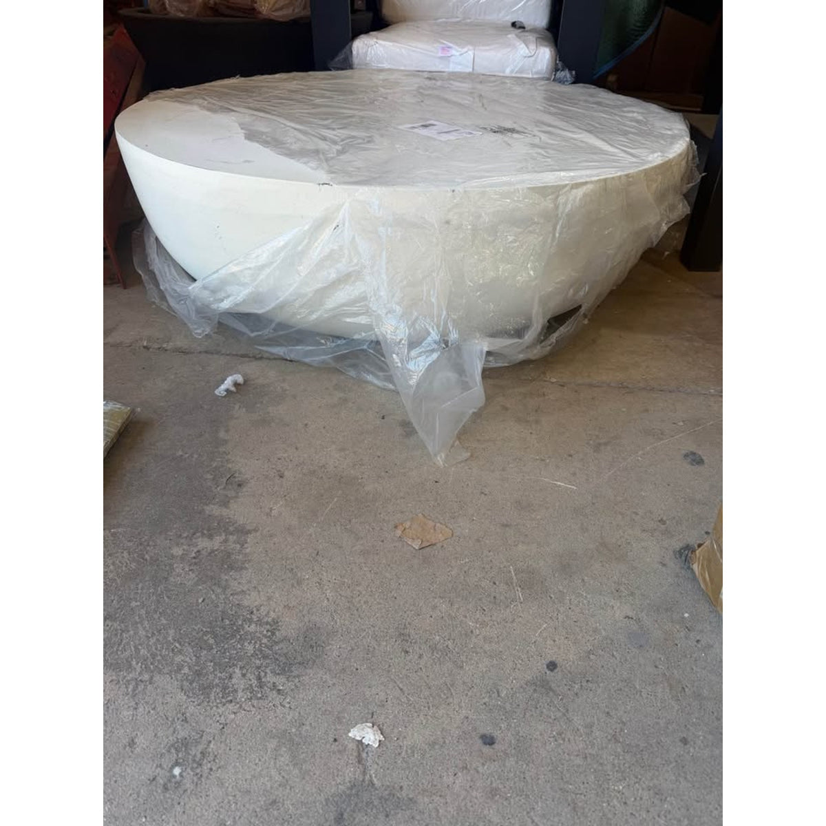 Four Hands Basil 48” Round Outdoor Coffee Table – Matte White | New Open Box - Delivery Available