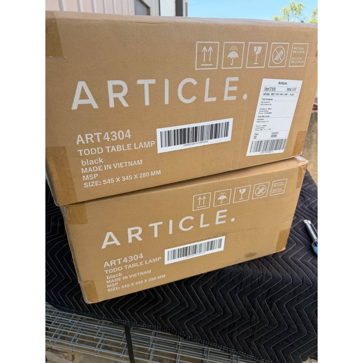 New Article Set of 2 Table Lamps – Article Todd Black – $198 Retail – Open Box – Delivery Available