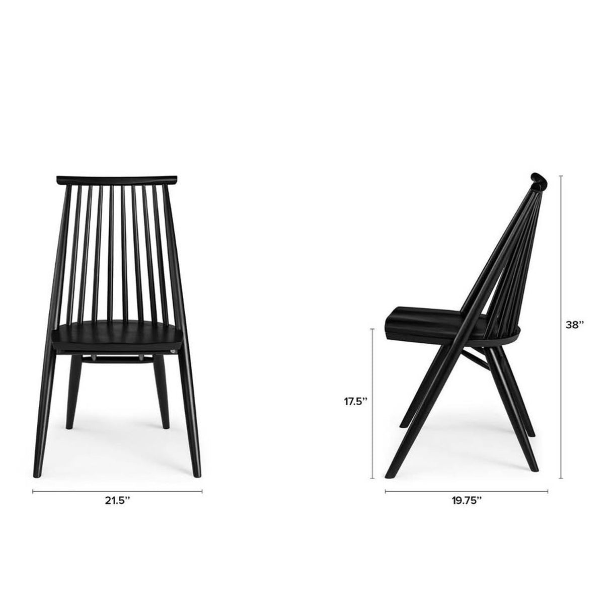 Article | Set of 2 Solid Wood Dining Chairs | Dabo - Black | Delivery Available