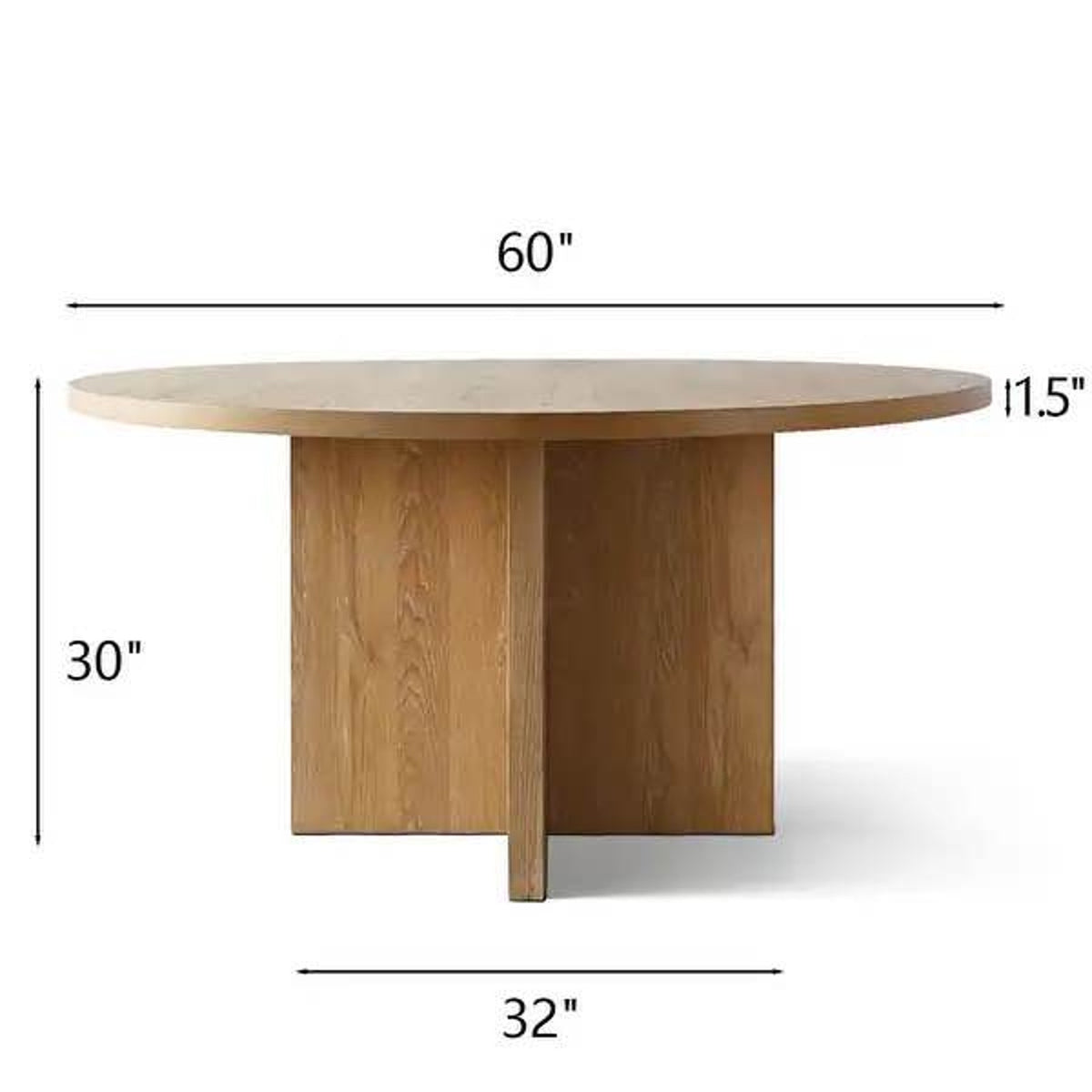 New 60” Round Oak Pedestal Dining Table – $1,280 Retail – open box - Delivery Available