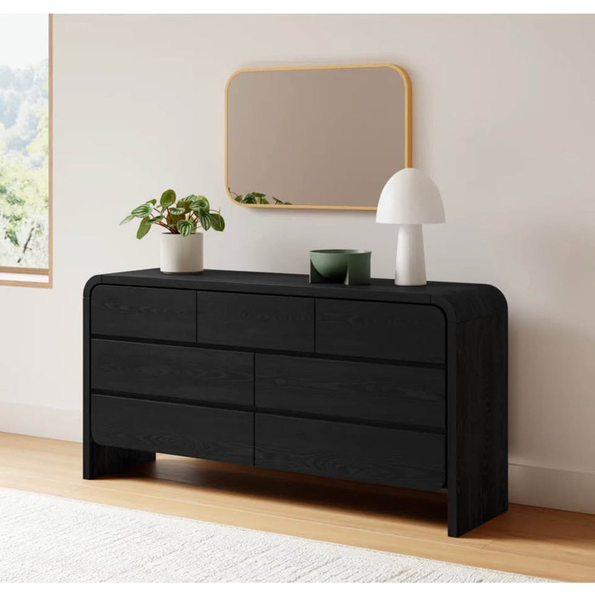 AllModern Nori 68” Solid Wood 7-Drawer Dresser – Black – Retail $2,509 – Delivery Available