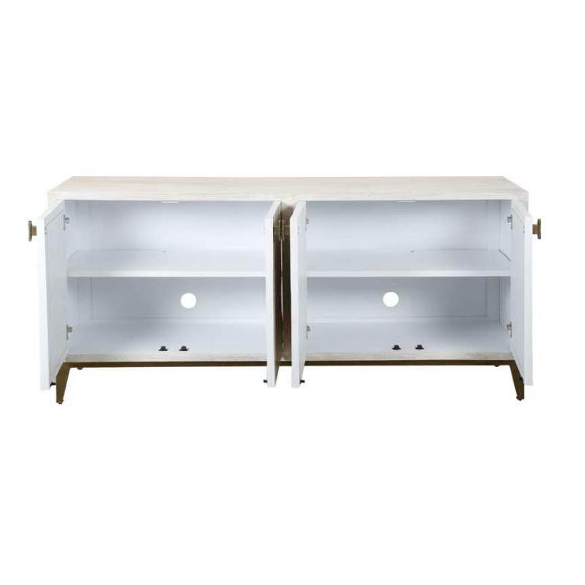 Bassett Mirror Astrid 72” Four Door Sideboard Cabinet – White Wash | New Open Box $3k Retail Deivery