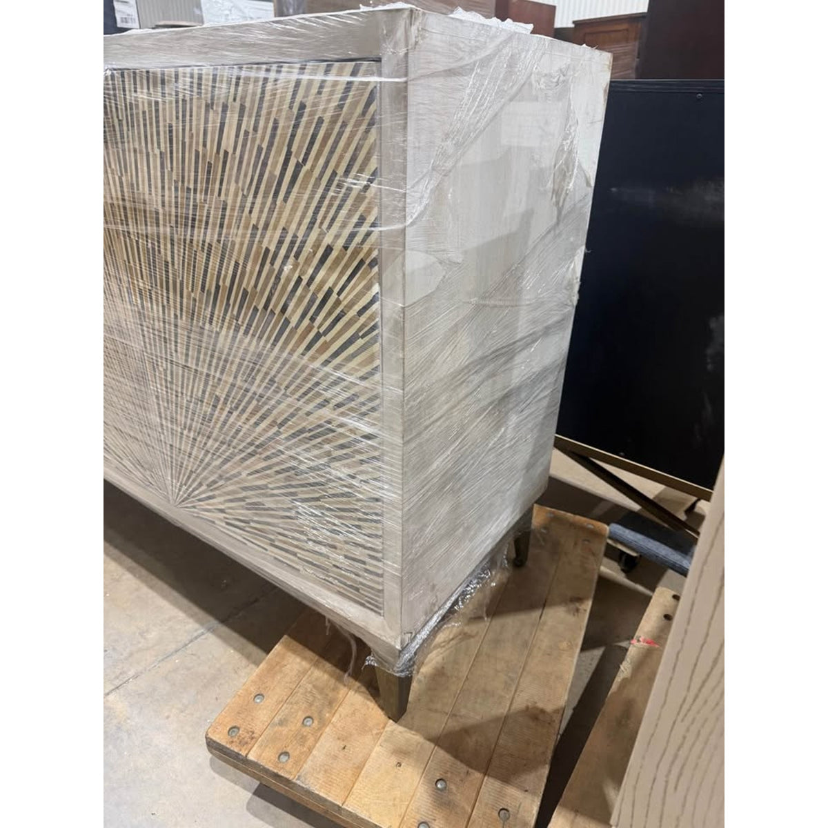 Bassett Mirror Astrid 72” Four Door Sideboard Cabinet – White Wash | New Open Box $3k Retail Deivery