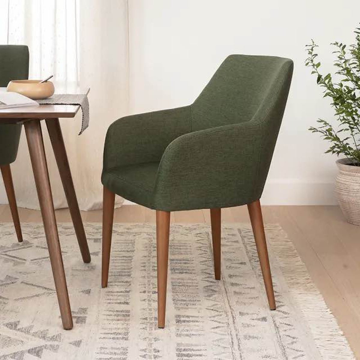 Article | Set of 4 Upholstered Dining Chairs with Arms | Feast - Vine Green | Delivery Available