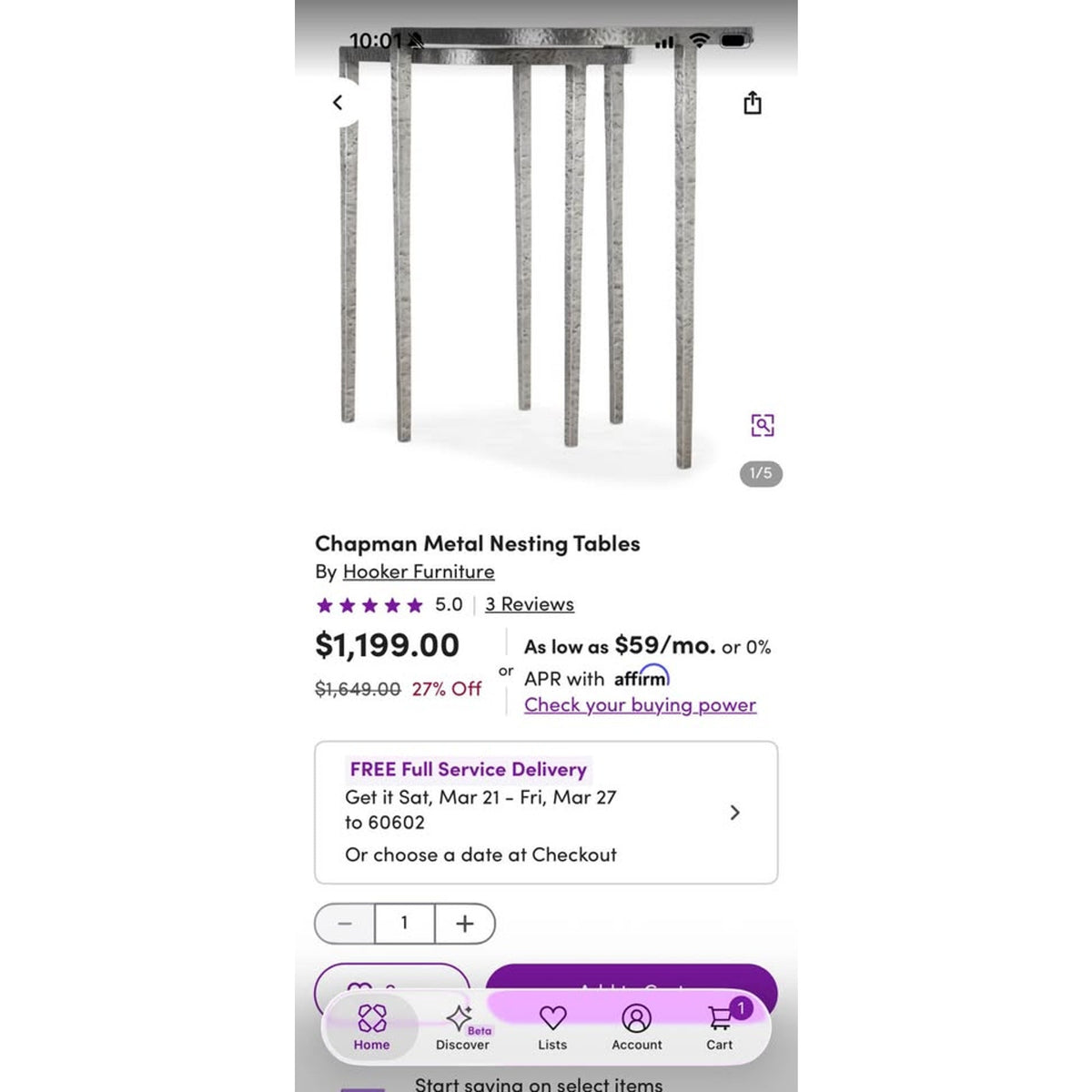 Chapman Metal Nesting Tables By Hooker Furniture $1199 Retail “open box” Delivery Available