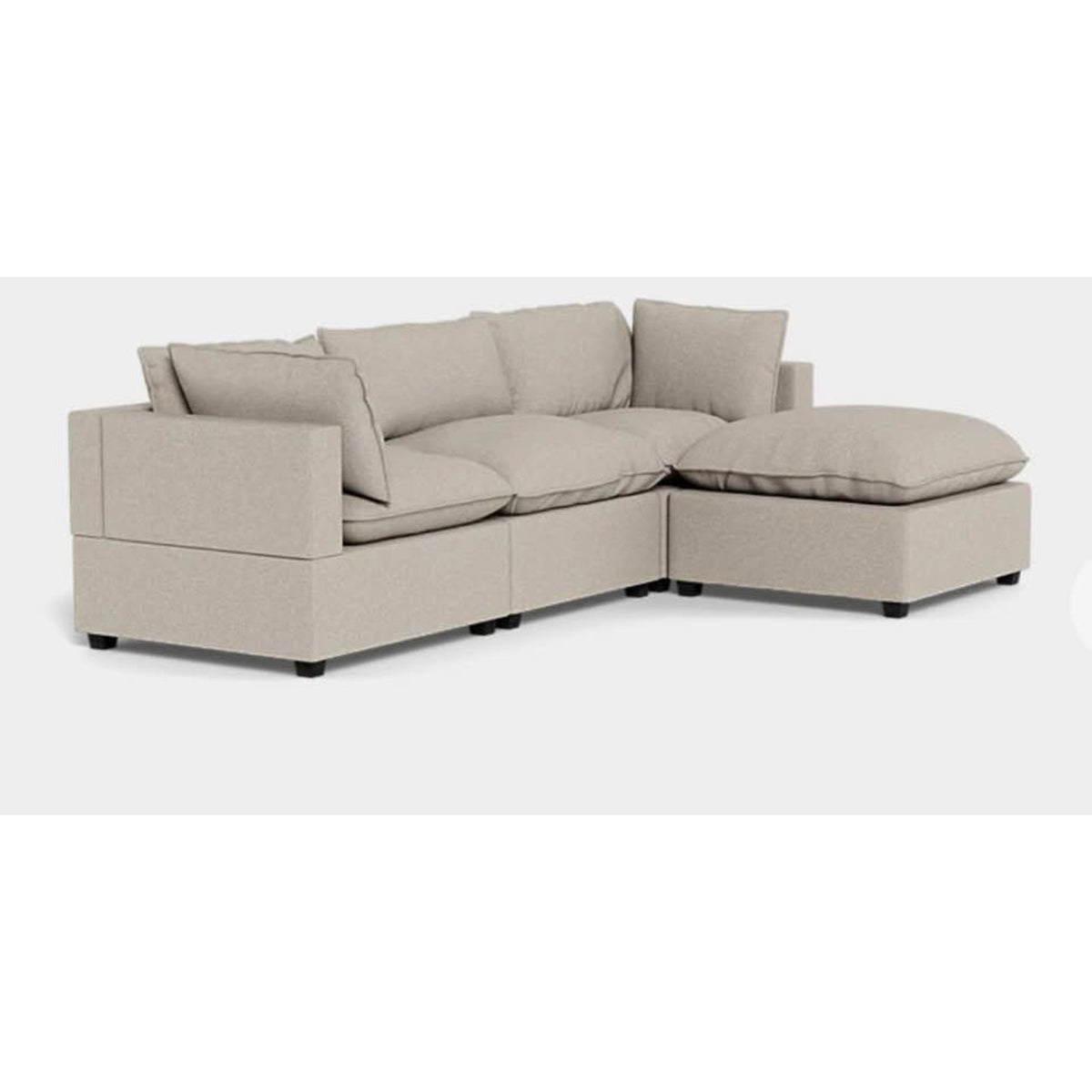 Albany Park Kova Pillow Cushion L-Shape Sectional Sofa | Oatmeal Performance Chenille | 122”