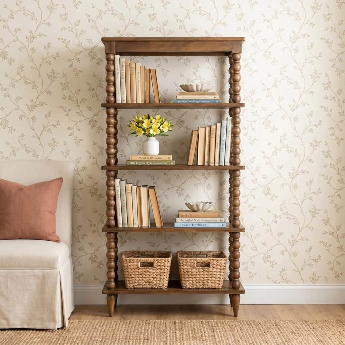 Birch Lane Isabel Solid Wood Spindle Étagère / Bookcase New Open Box $2299 Retail - Delivery Avail