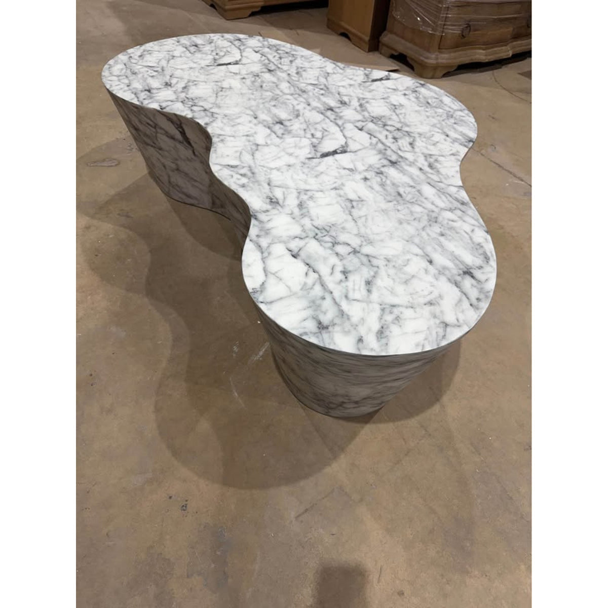 59” Sculptural Cloud Coffee Table | Faux Marble Waterfall Design | Retail $1,299 Delivery Available