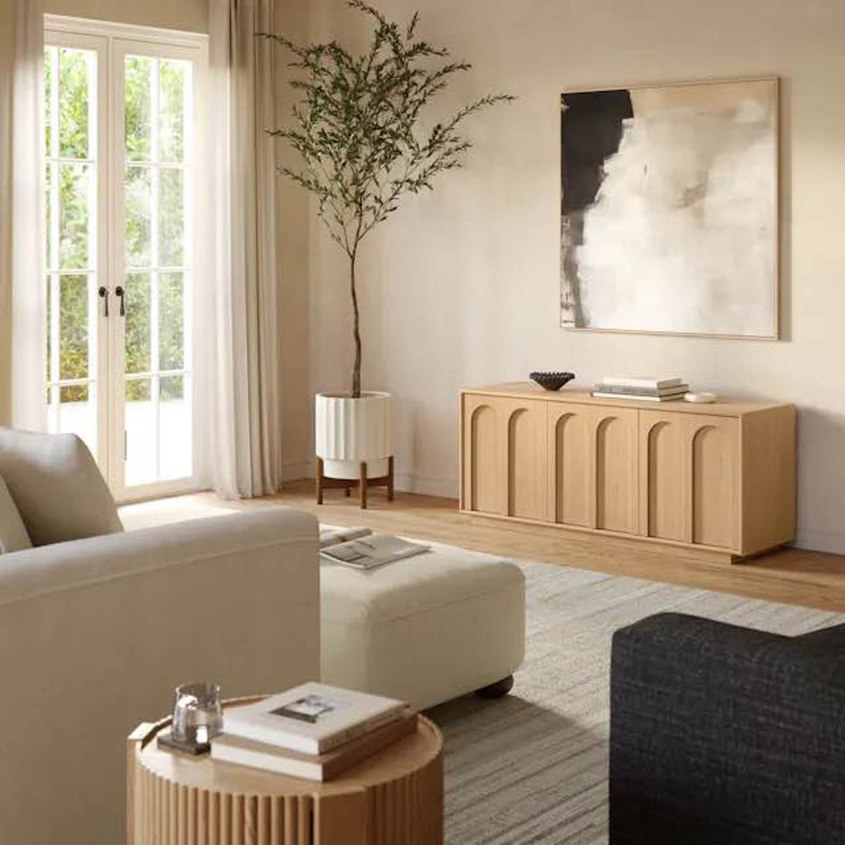 Article Prima 55.5” Media Unit – White Oak – $999 Retail – Delivery Available