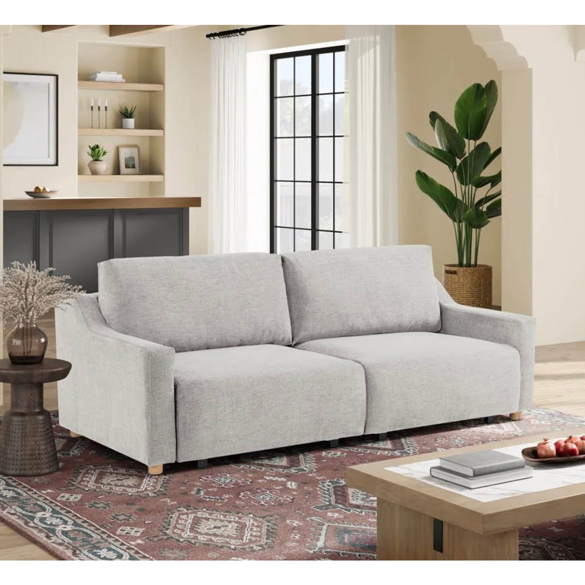 Serta Gabi Queen Sleeper Sofa – Ivory Chenille Convertible Couch 90” | Queen Bed | Delivery