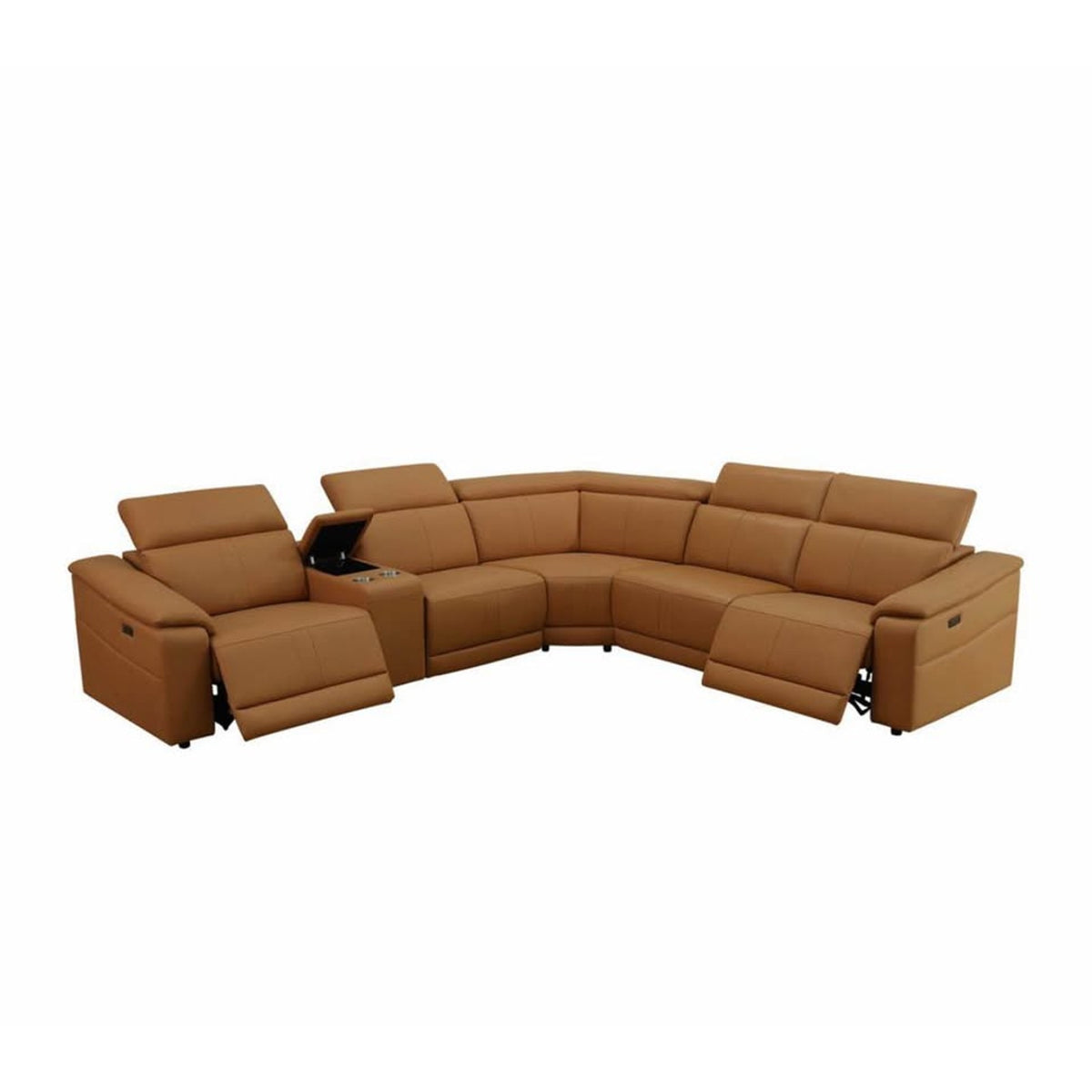 6-Piece Caramel Power Reclining Modular Sectional – Adjustable Headrests – Delivery Available