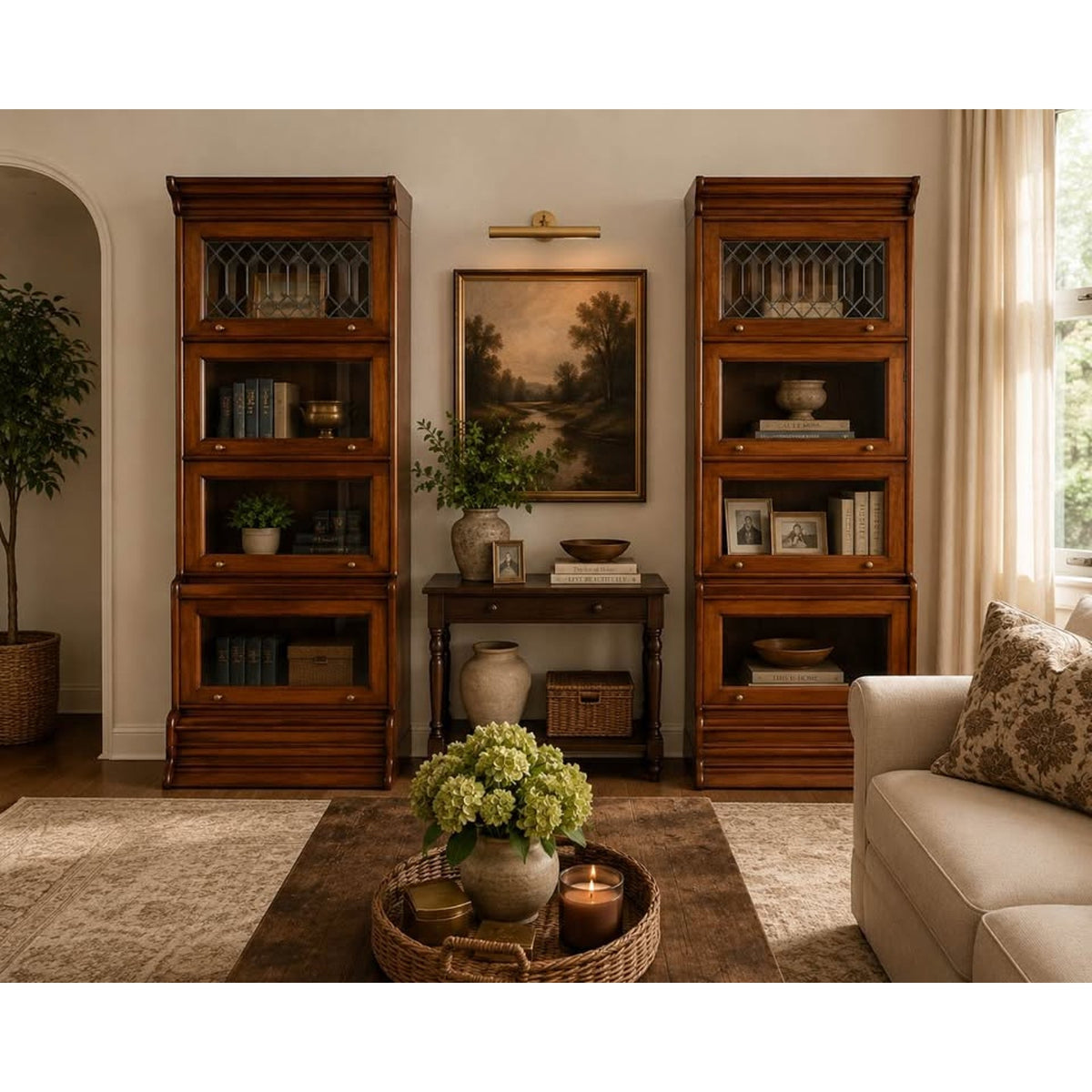 Matching Pair of Solid Wood Barrister Storage Bookcases – New Open Box - $3k Retail - Delivery Avail