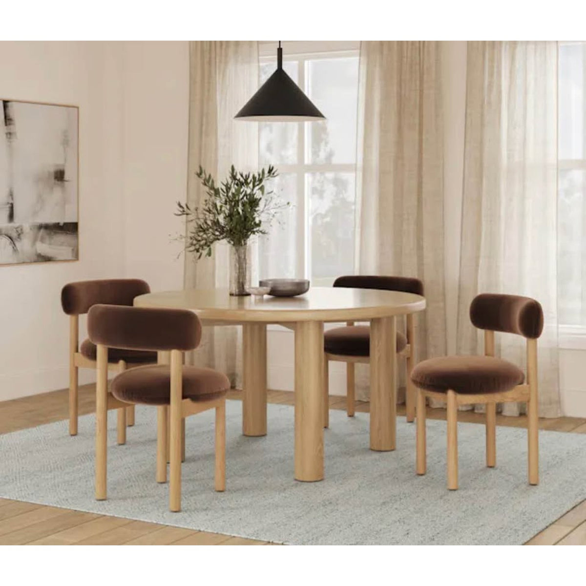 Set of 2 Article Munk Velvet Dining Chairs – White Oak & Hale Earth - Open Box - Delivery Available
