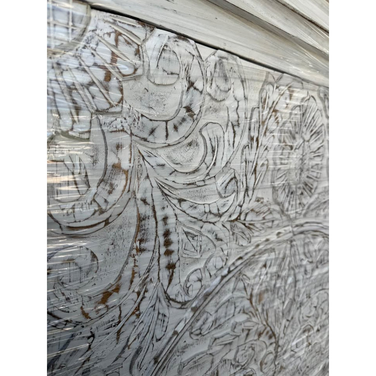 White Washed Carved Solid Wood Armoire Cabinet - Open Box - $1,600 Retail - Delivery Available