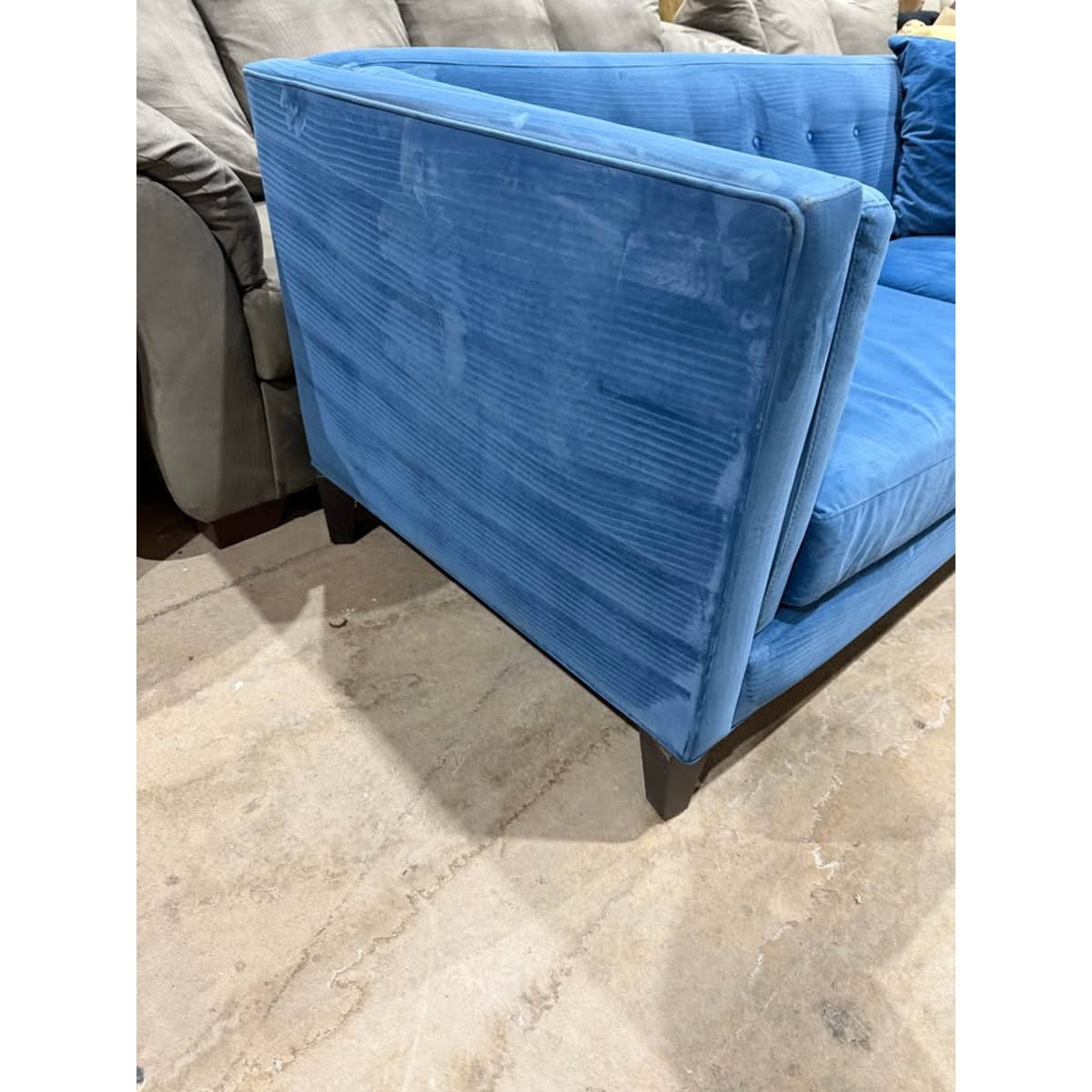 Blue Velvet Macys Sofa Couch - Shampooed & Cleaned - Stylish Color - Comfy - Delivery Available