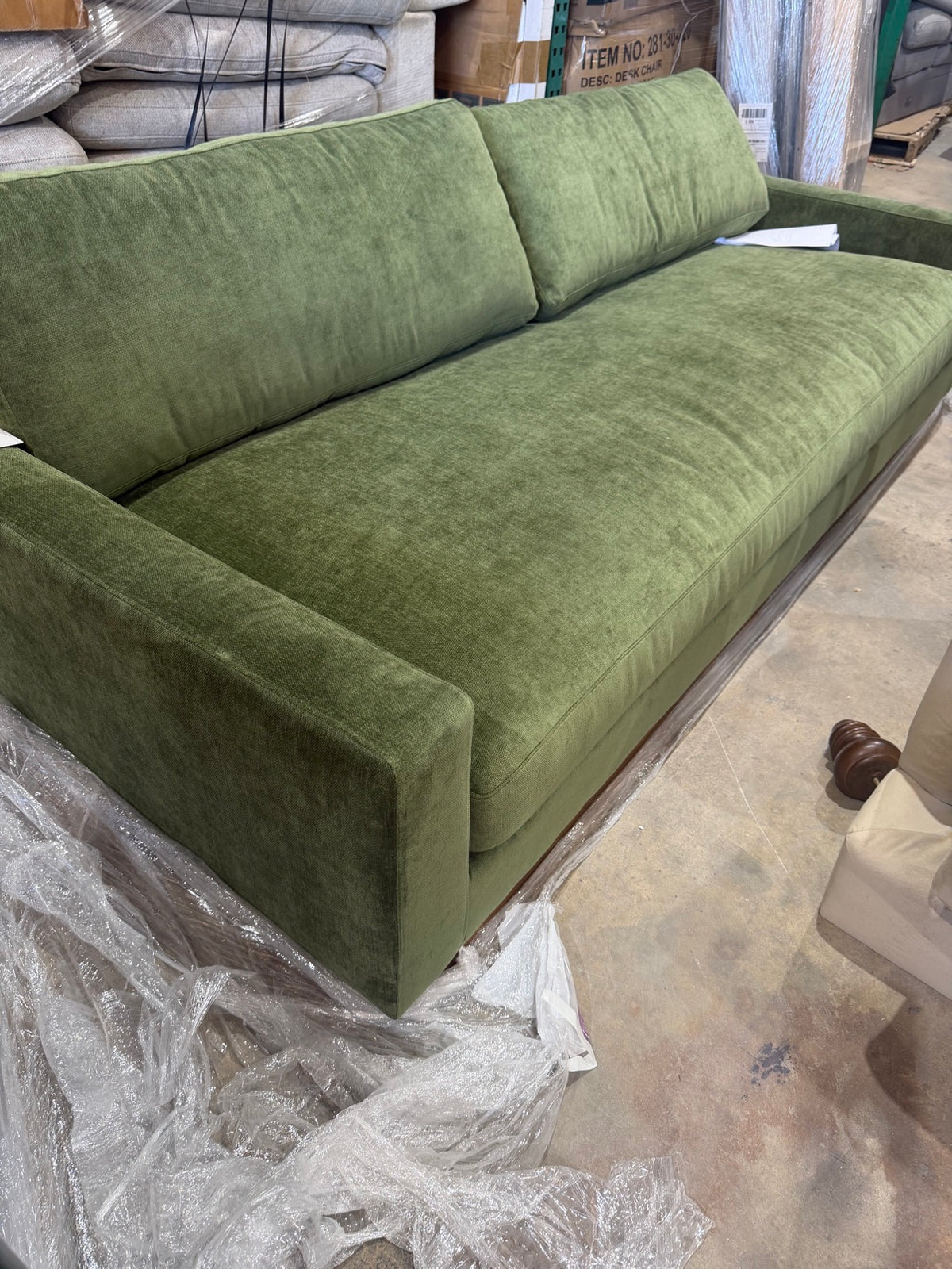 New Poly & Bark Zyon 90″ Sofa – Distressed Green – Retail $1,973 – Delivery Available