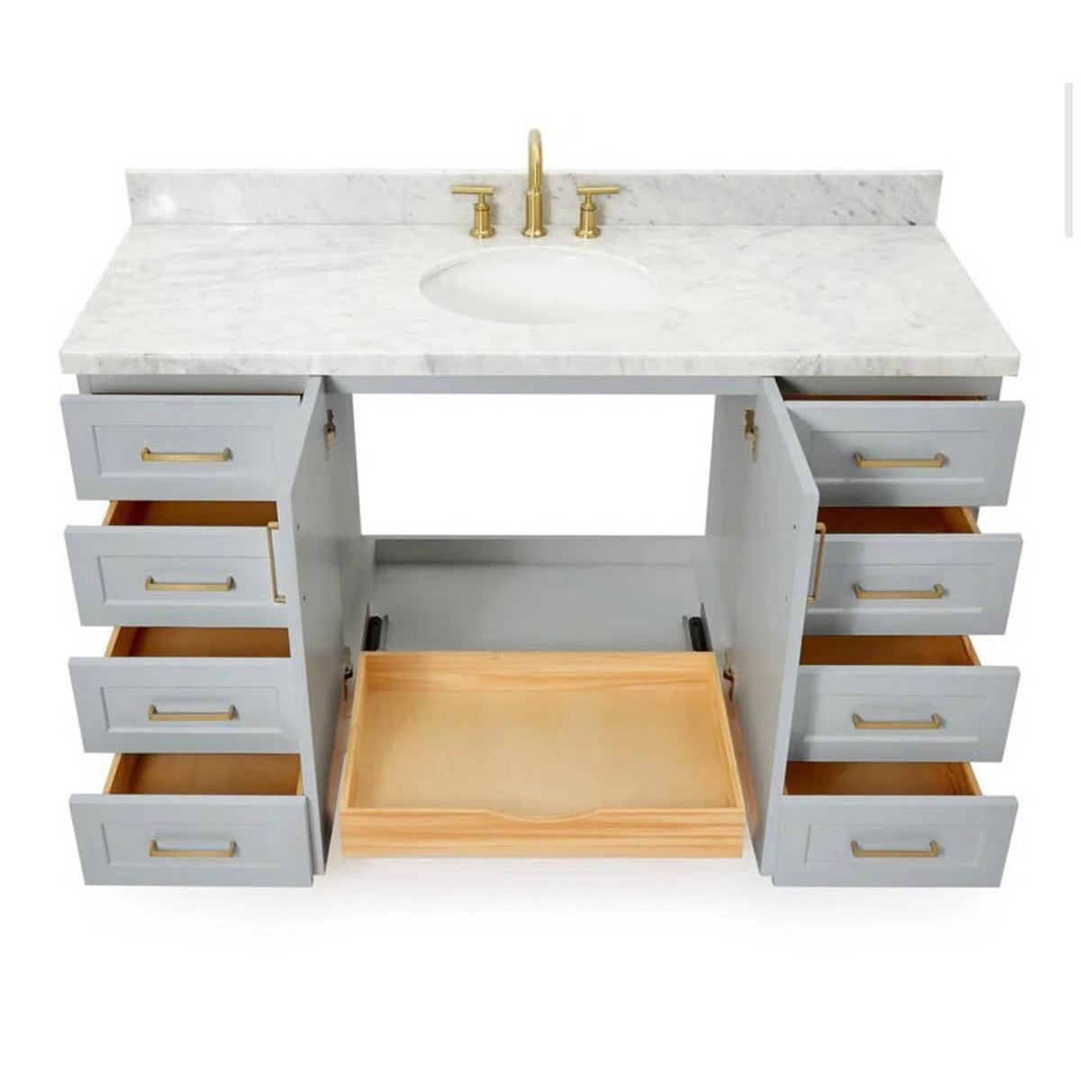Brand New 60” Gray Bathroom Vanity with Carrara Marble Top | $1400+ Retail - Delivery Available