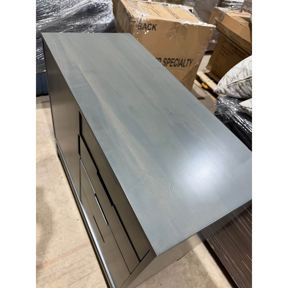 Modern Solid Wood Server Cabinet – Charcoal Gray | New Open Box $3300 Retail Delivery Available