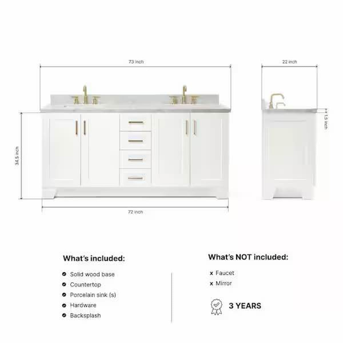 New 72” Double Sink Bathroom Vanity –White Base $2,289 Retail – Open Box – Delivery Available