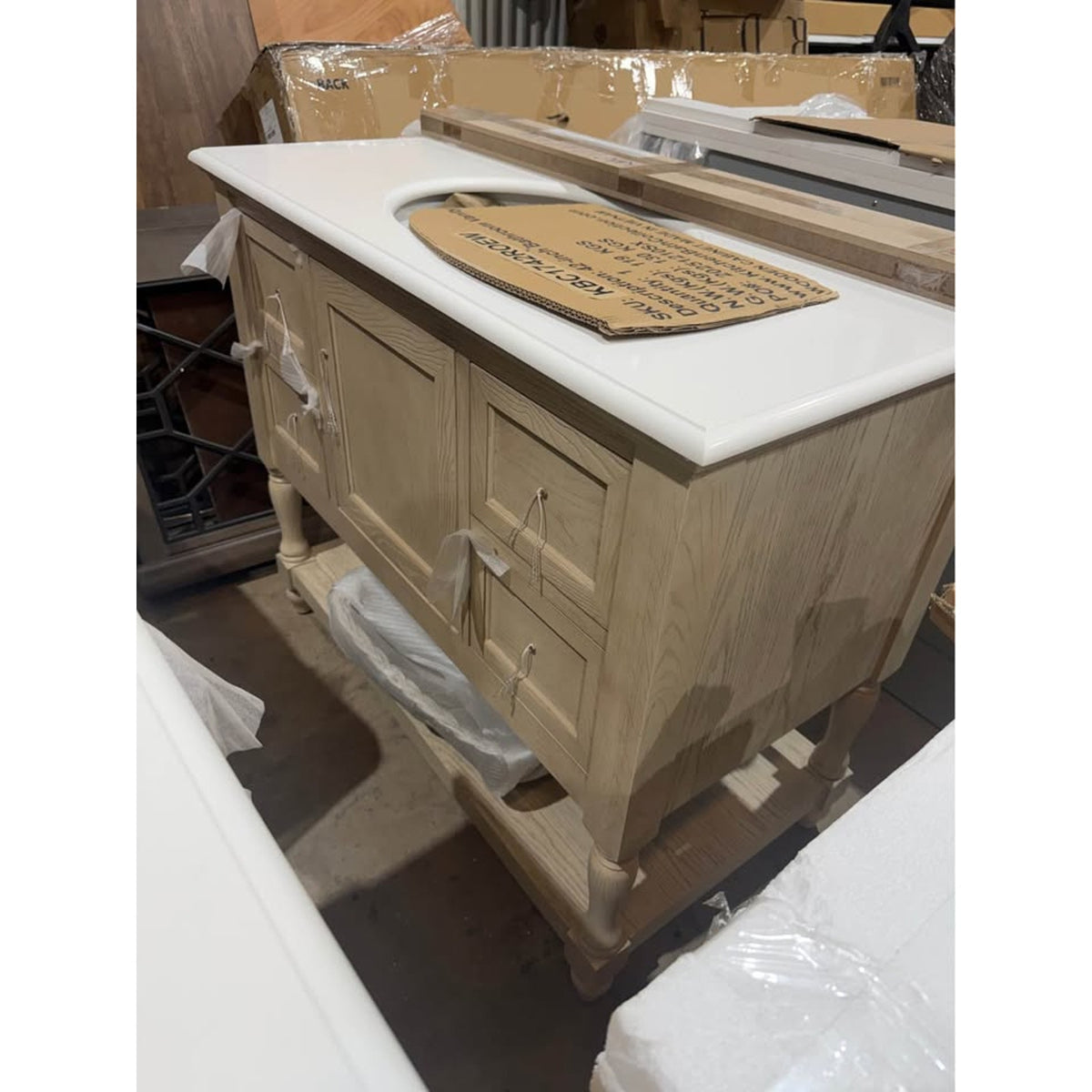 Kitchen Bath Collection 42” Bathroom Vanity – SHIPPING DAMAGE Weathered Oak Finish