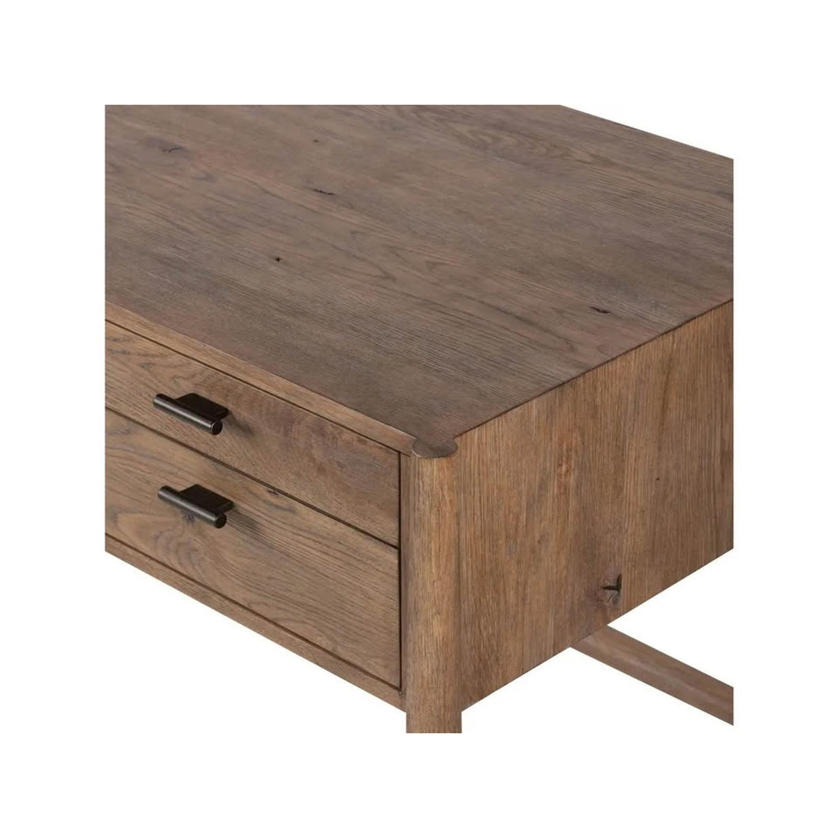 Four Hands Glenview Solid Wood Writing Desk – Weathered Oak Executive Office Desk