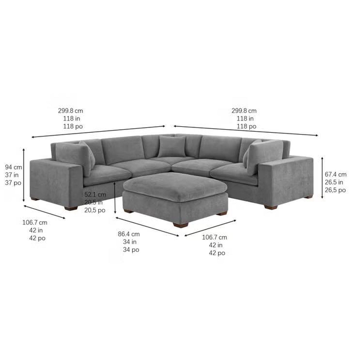 NEW Open Box Costco Thomasville 6-Piece Modular Sectional | Dark Gray | $1999 Delivery Available