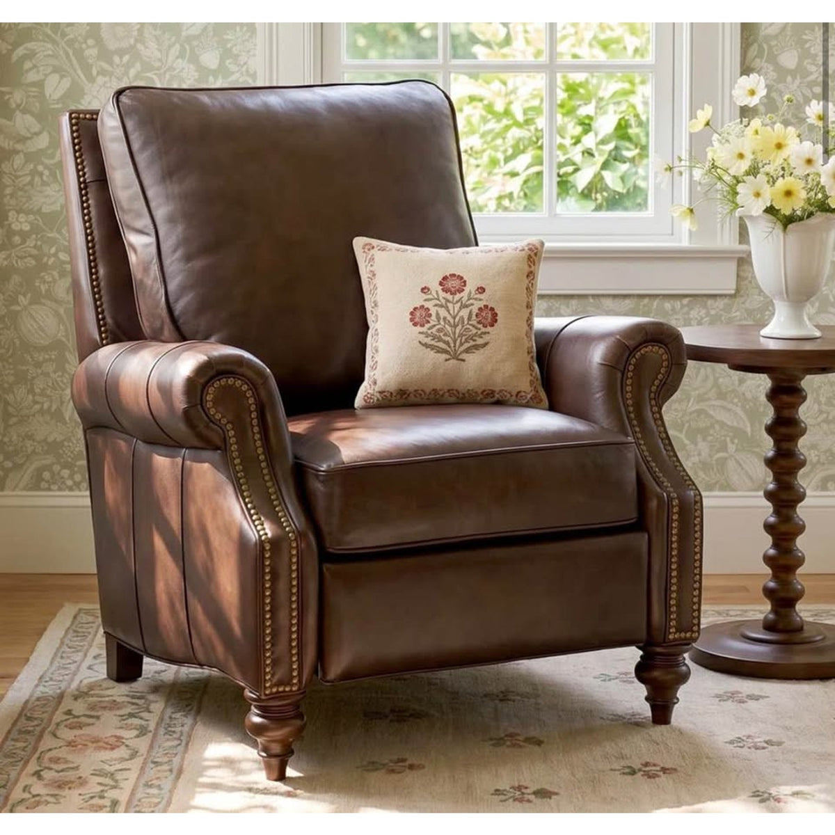 NEW OPEN BOX Birch Lane Lindley Genuine Leather Recliner – Top Grain Leather Club Chair