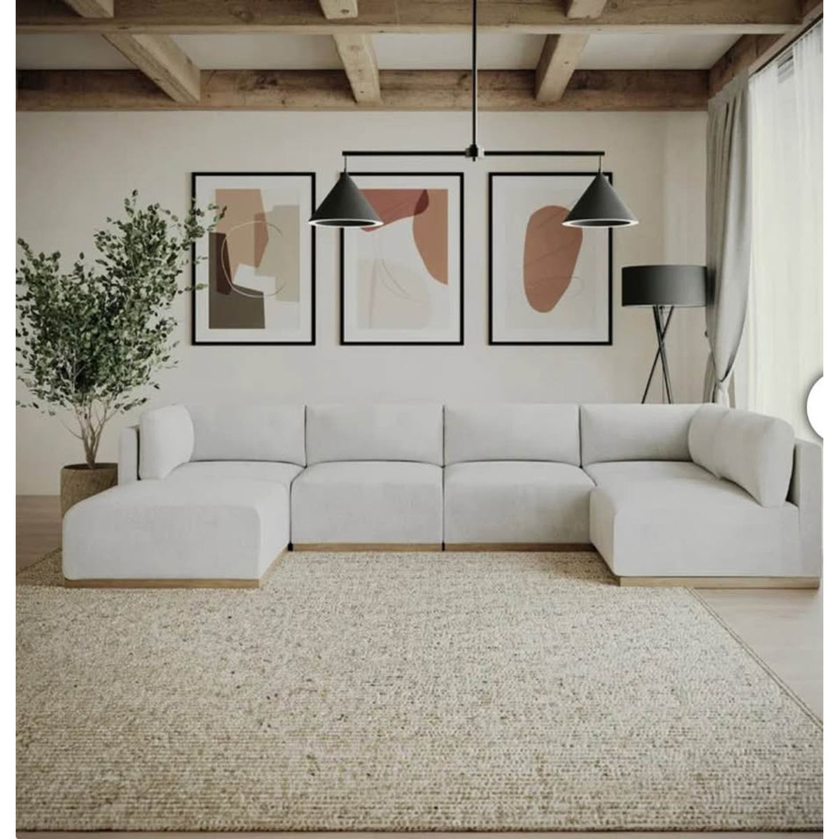 Henredon Murphy 6-Piece Modular Sectional w/Ottoman | Cream | Contemporary Sectional Sofa Delivery