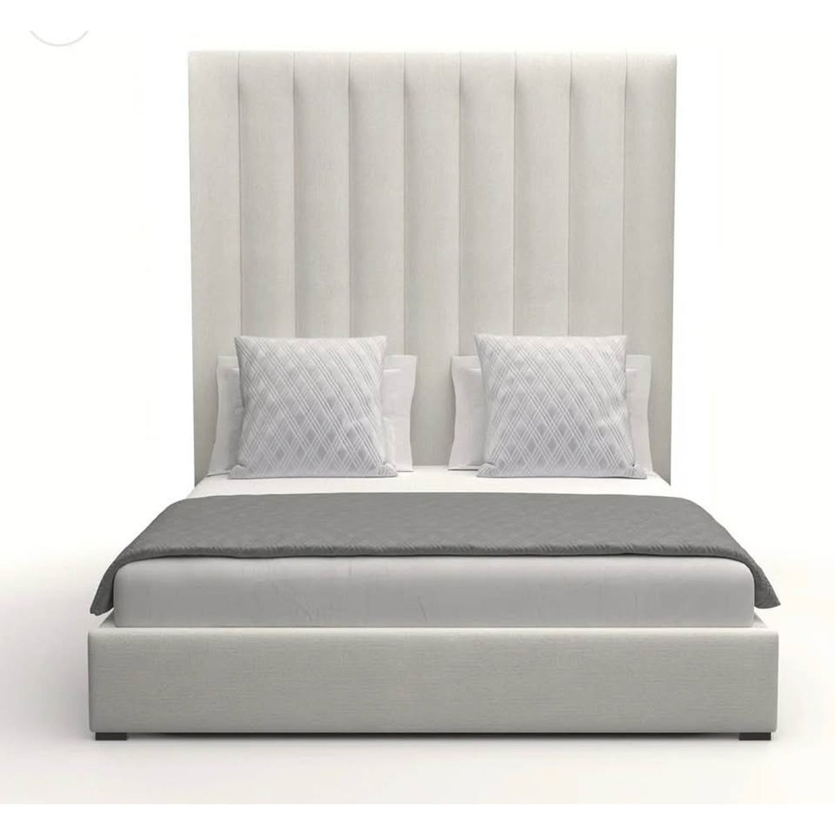 NATIVA INTERIORS MOYRA KING UPHOLSTERED PLATFORM BED – 87” HIGH PERFORMANCE WHITE HEADBOARD